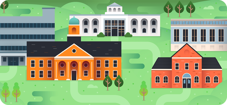 Animated image of a college campus