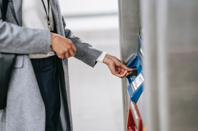 Person using an ATM