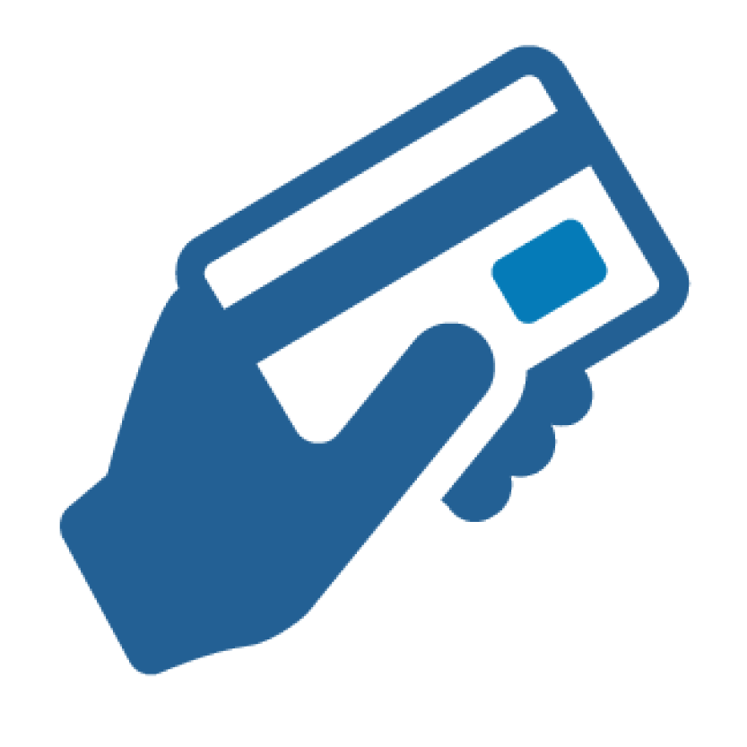 illustrated hand holding debit card