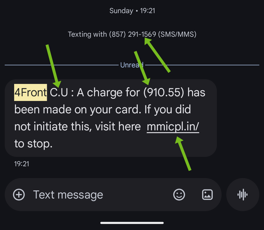 example of scam text and what to look out for