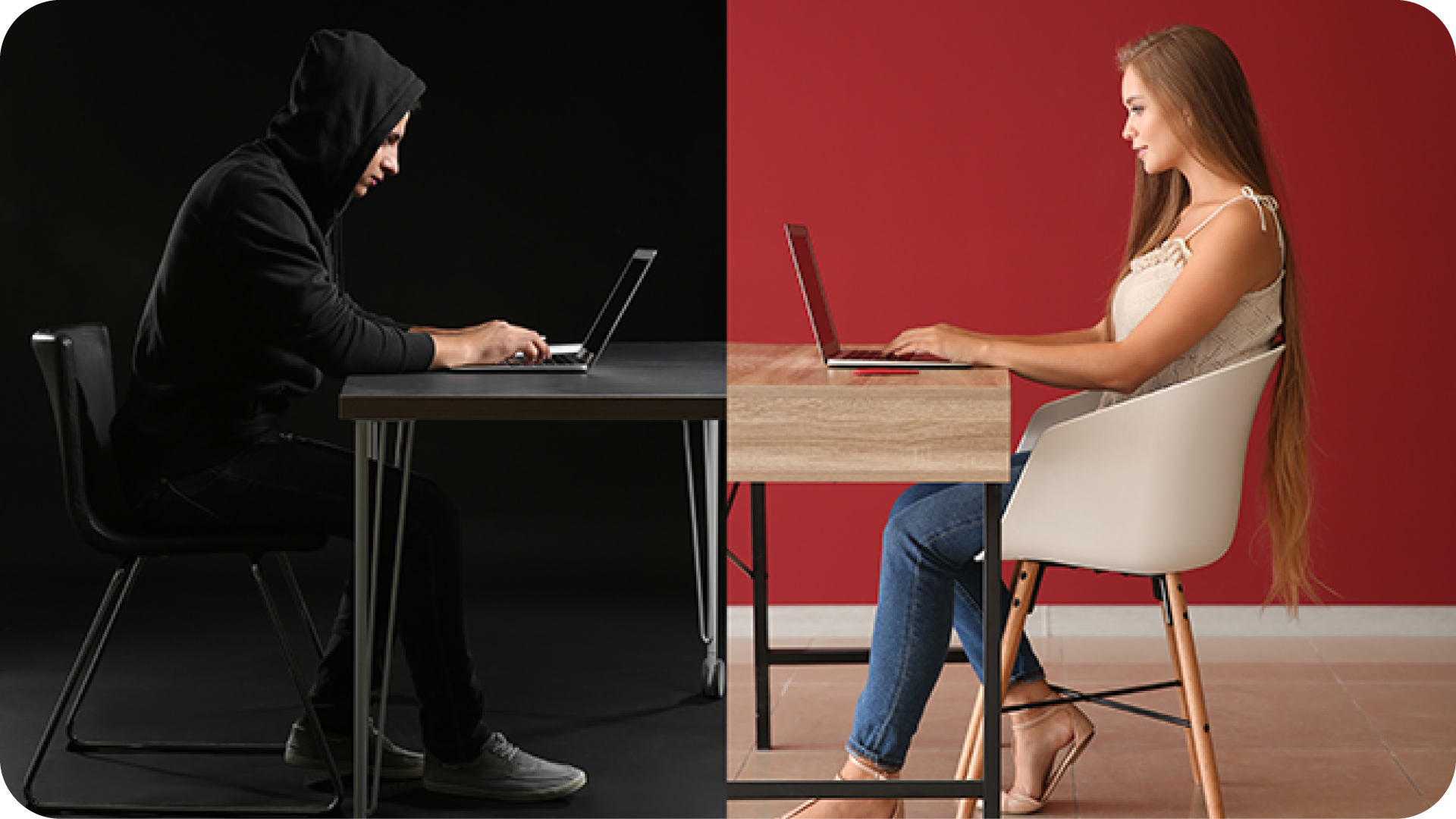 Young woman having online date with fake boyfriend